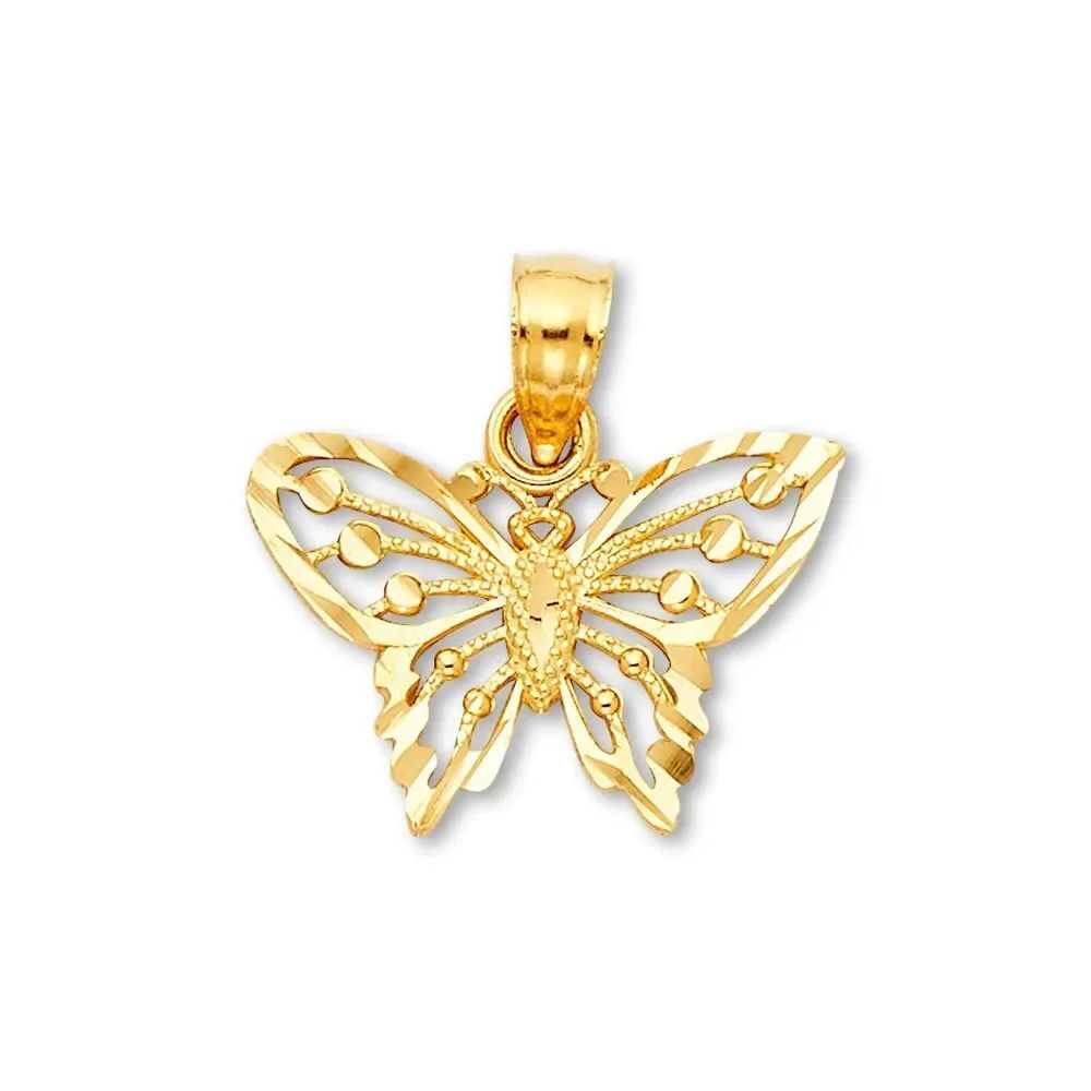 14K Gold Butterfly Pendant | Solid Yellow Gold Nature Charm By Tehrani Jewelry